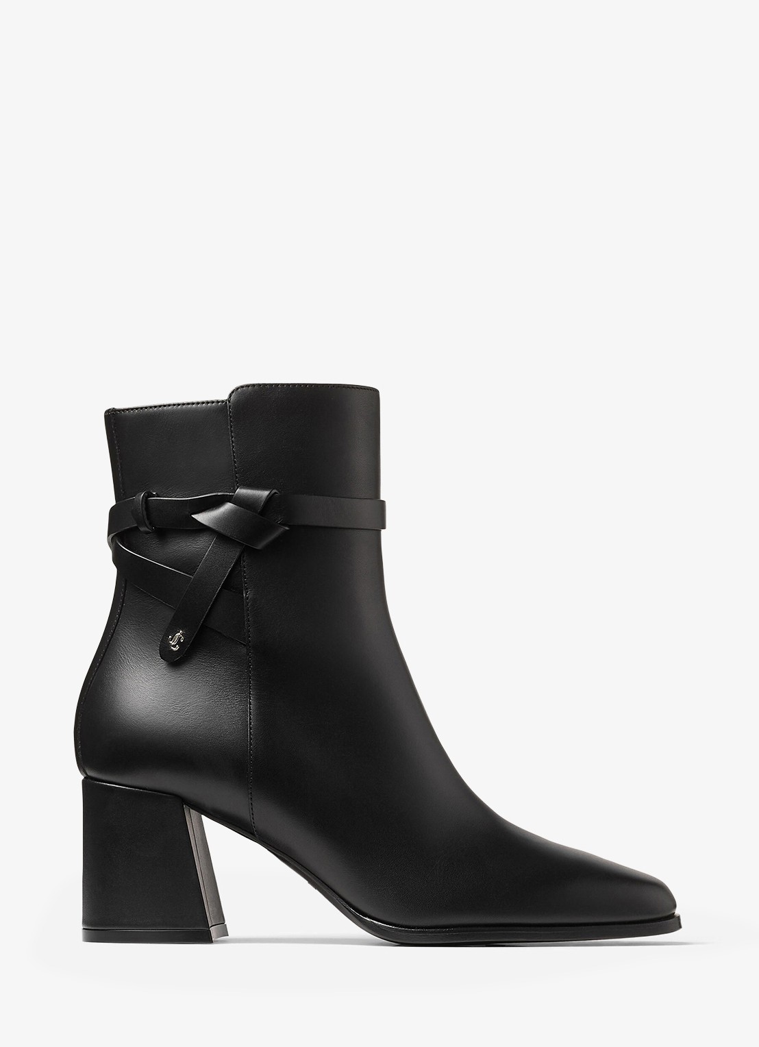 Jimmy Choo Lawton 65 enkellaarsje van kalfsleer - voorkant zwart