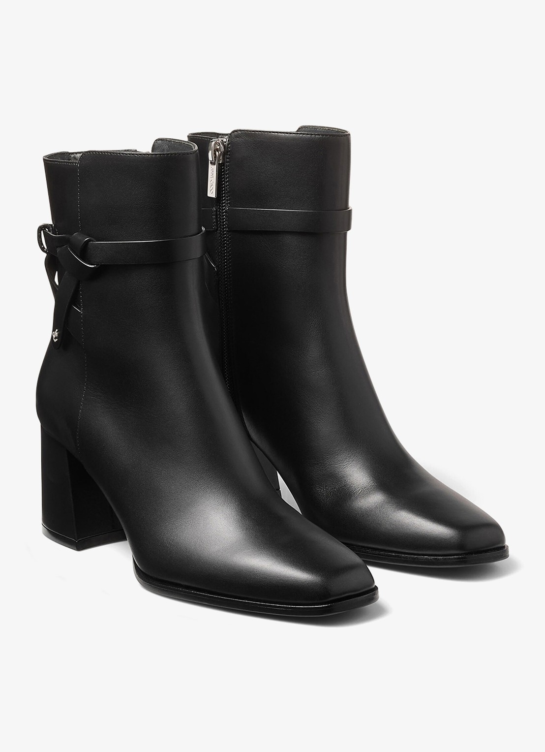 Jimmy Choo Lawton 65 enkellaarsje van kalfsleer - voorkant 2 zwart