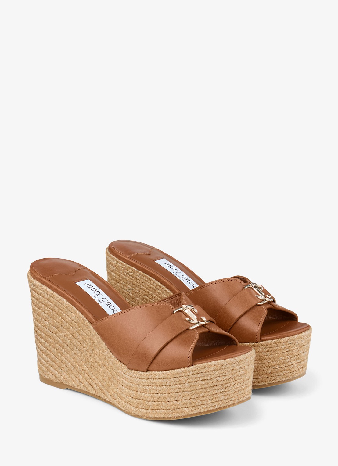 Jimmy Choo Leda Wedge 100 sleehak van kalfsleer - voorkant 5 bruin