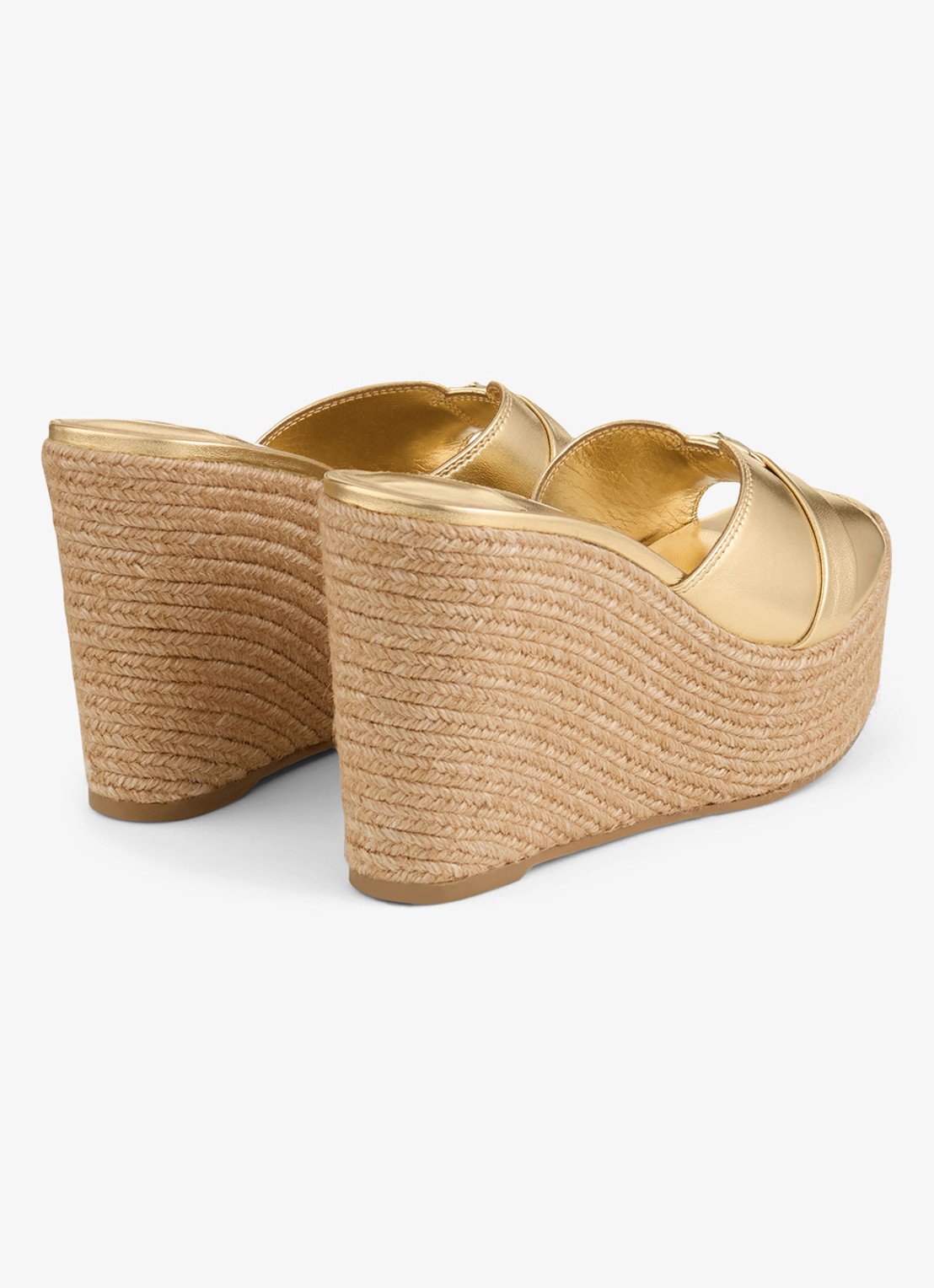 Jimmy Choo Leda Wedge 100 sleehak van lamsleer met metallic finish - achterkant 5 goud