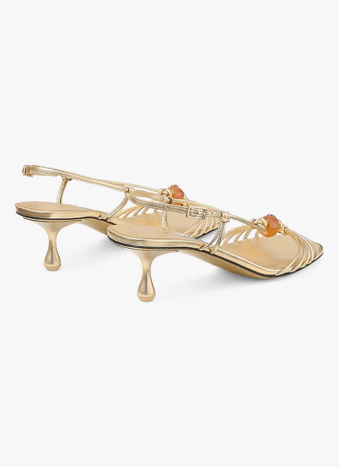 Jimmy Choo Lova 50 sandalette van lamsleer met metallic finish - achterkant 5 goud