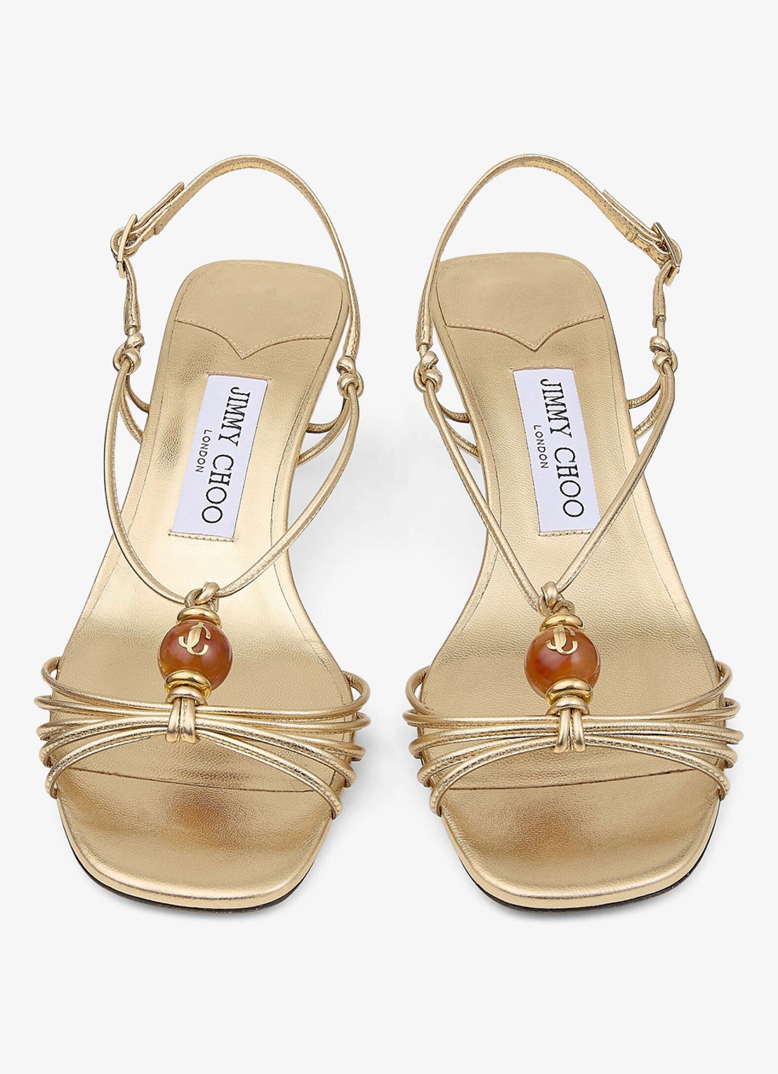 Jimmy Choo Lova 50 sandalette van lamsleer met metallic finish - detail 3 goud