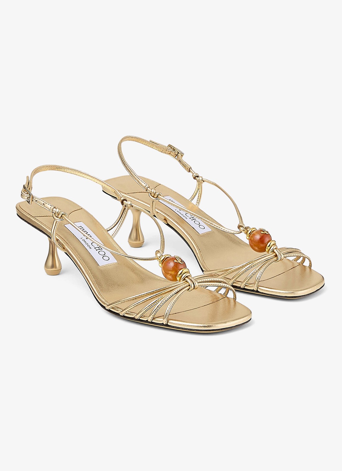 Jimmy Choo Lova 50 sandalette van lamsleer met metallic finish - voorkant 2 goud