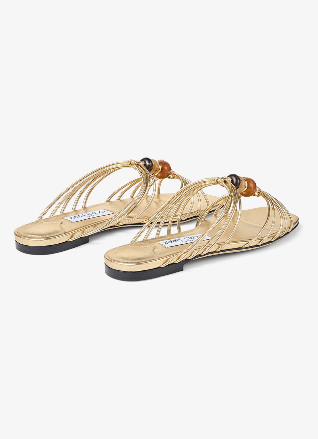 Jimmy Choo Lova slipper van lamsleer met metallic finish - achterkant 6 goud