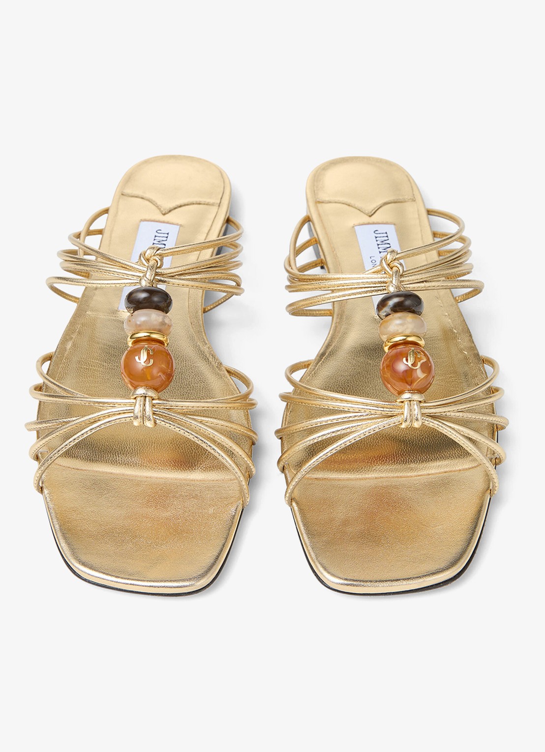 Jimmy Choo Lova slipper van lamsleer met metallic finish - detail 2 goud