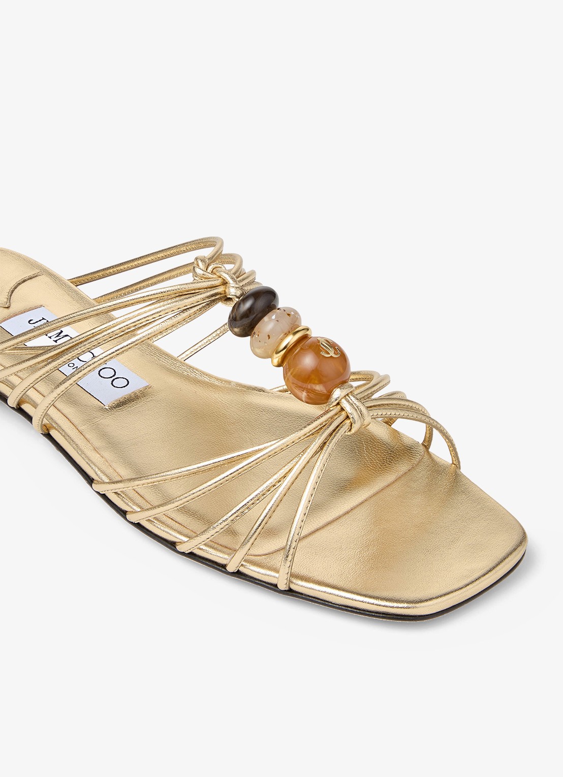 Jimmy Choo Lova slipper van lamsleer met metallic finish - detail 3 goud