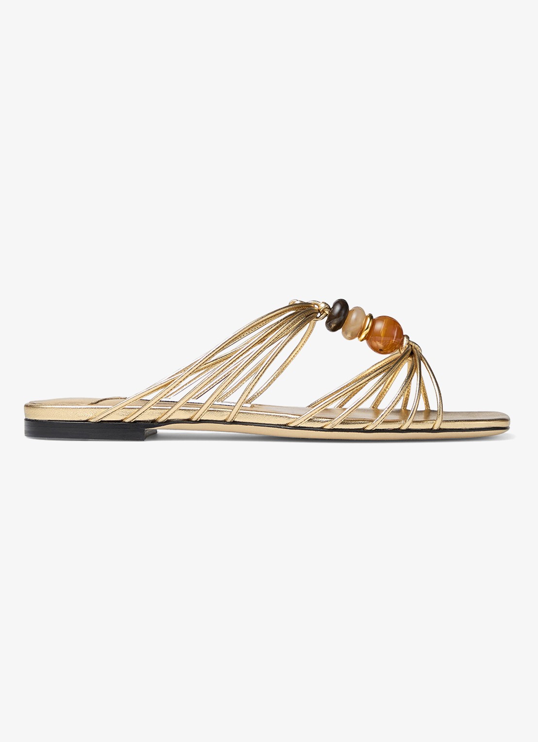 Jimmy Choo Lova slipper van lamsleer met metallic finish - voorkant 4 goud