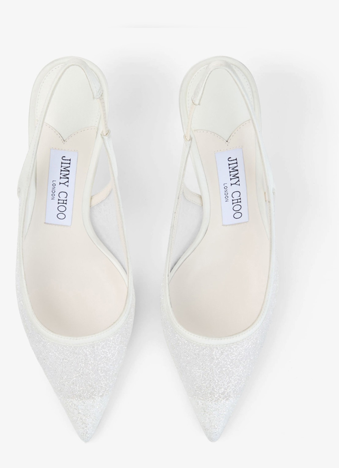 Jimmy Choo Love 65 slingback met glitter - detail 3 wit