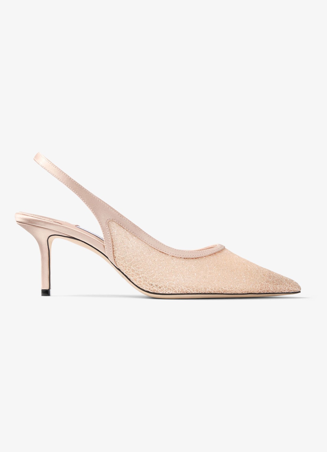 Jimmy Choo Love 65 slingback met glitter - voorkant 5 beige