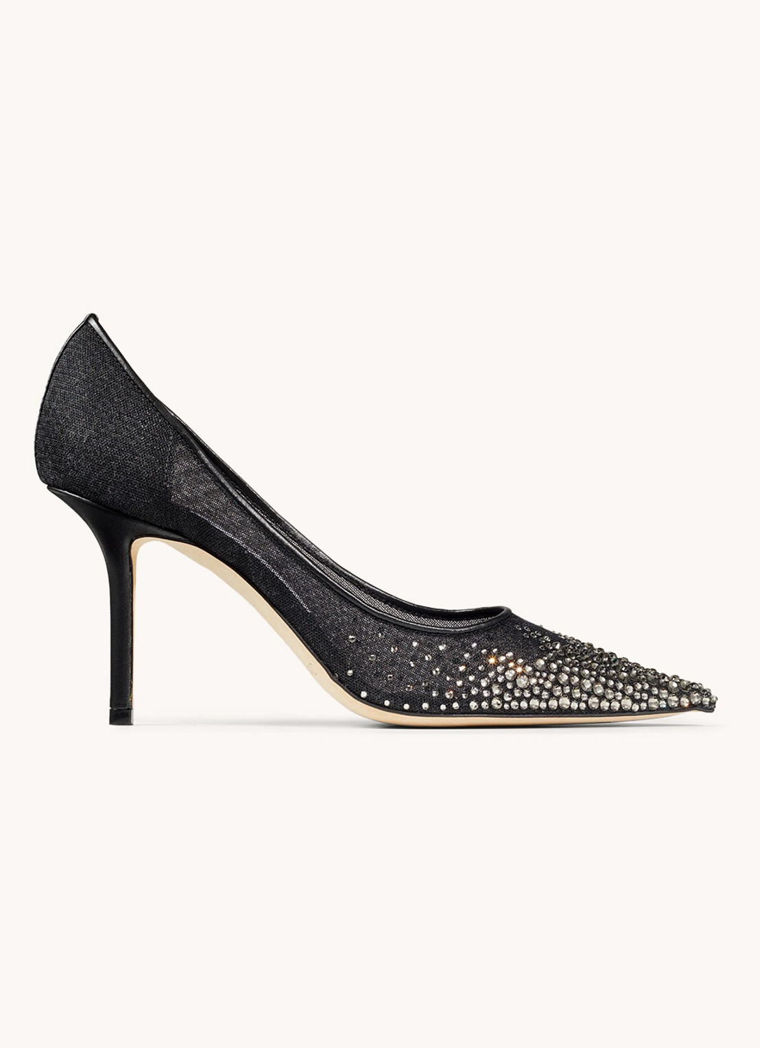 Jimmy Choo Love 85 pump met strass en lamsleren details - voorkant zwart