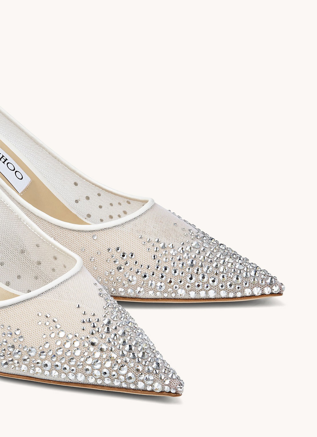 Jimmy Choo Love 85 pump met strass en mesh details  - detail 2 wit