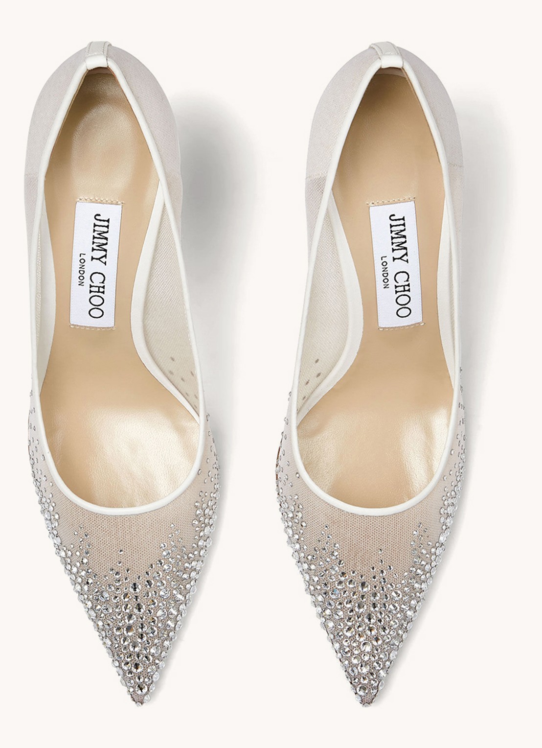 Jimmy Choo Love 85 pump met strass en mesh details  - detail 3 wit