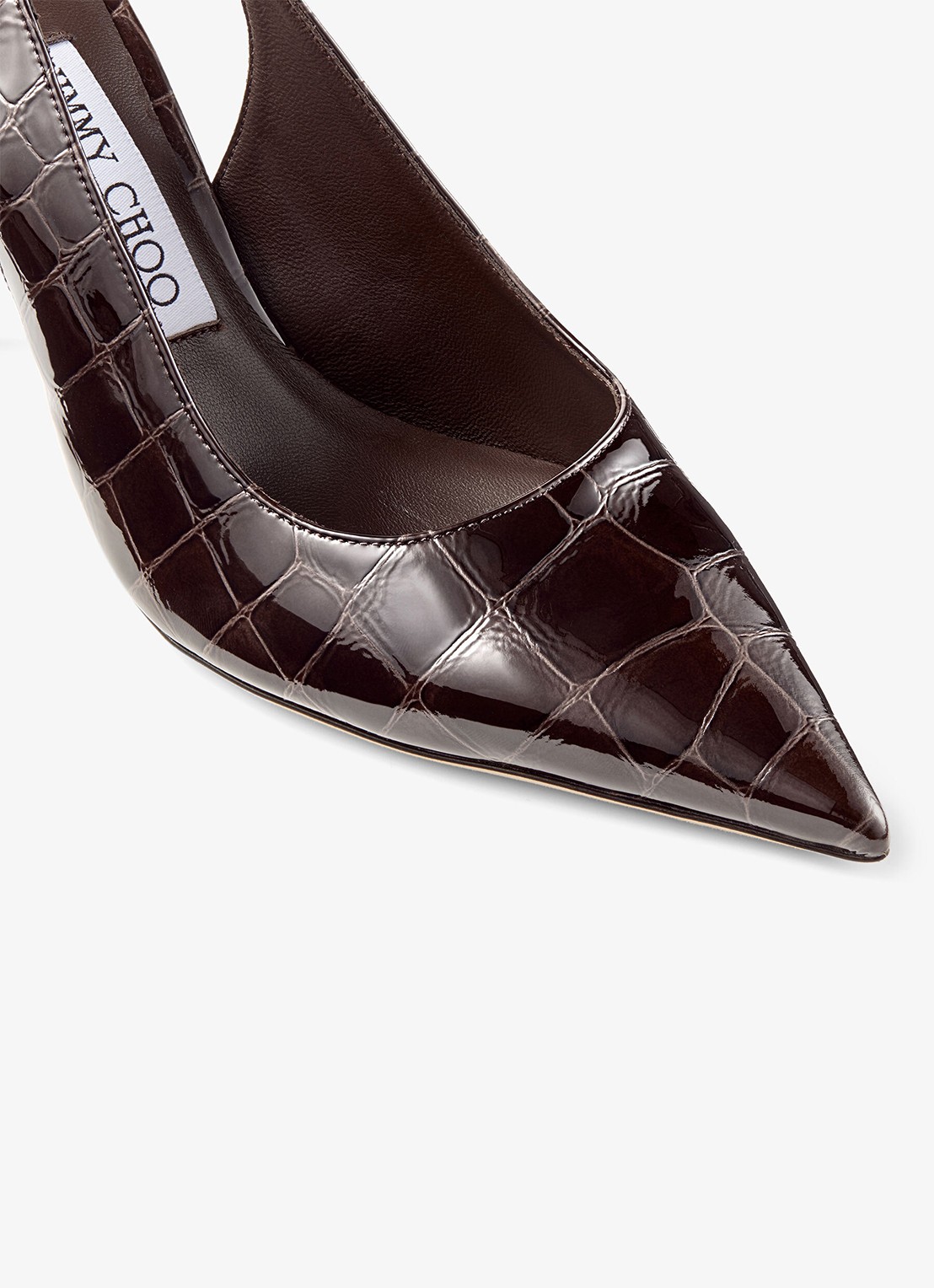 Jimmy Choo Love 85 slingback van kalfsleer met crocostructuur - detail 3 donkerbruin