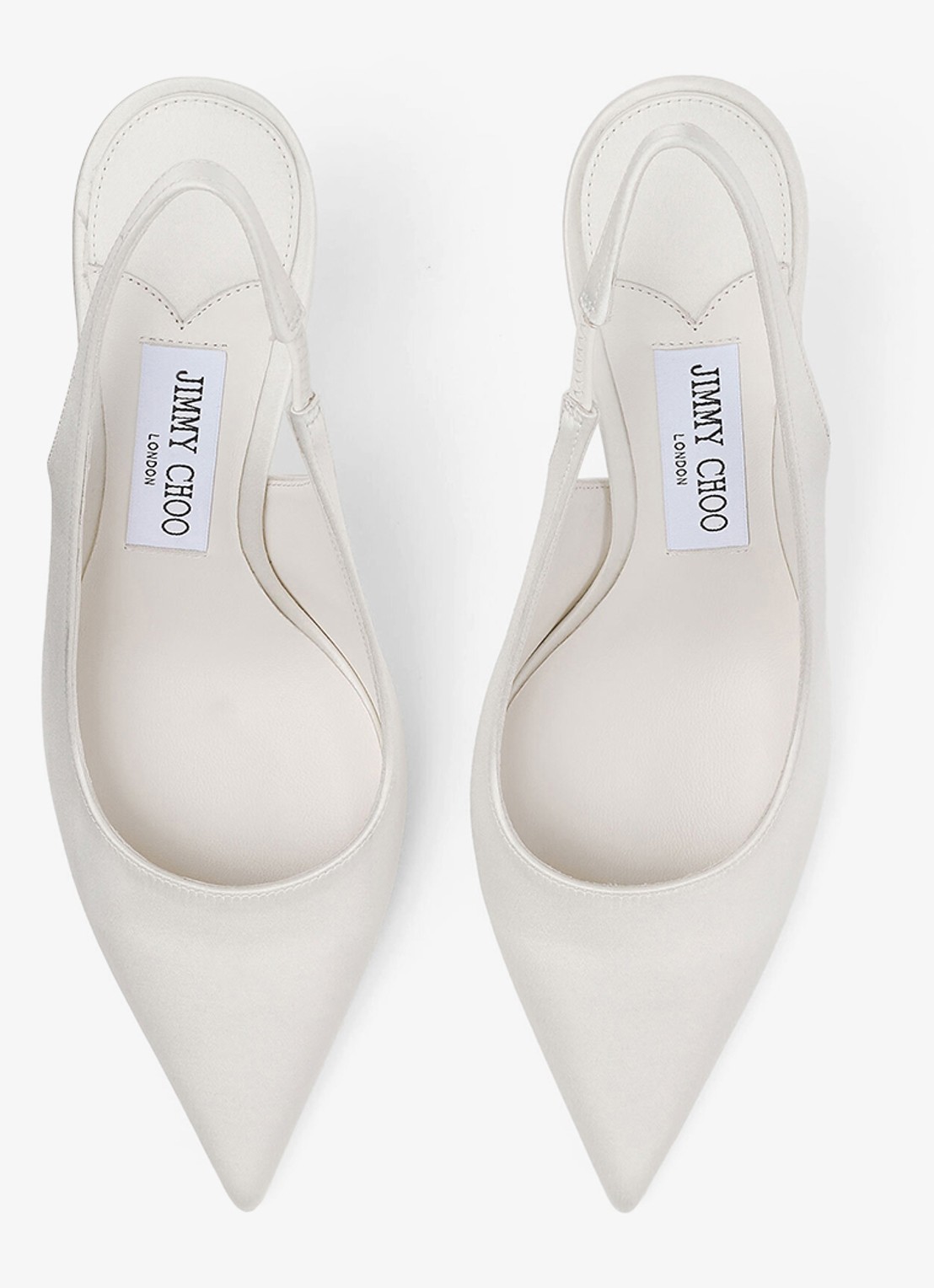 Jimmy Choo Love 85 slingback van lamsleer met details van satijn - detail 3 ivoor