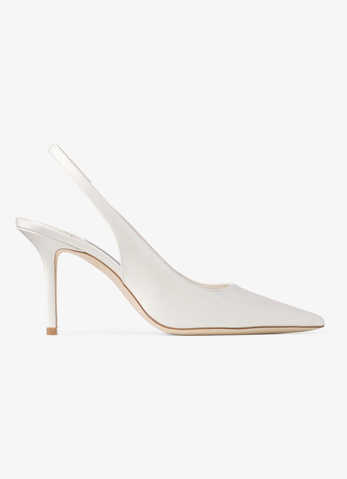 Jimmy Choo Love 85 slingback van lamsleer met details van satijn - voorkant ivoor
