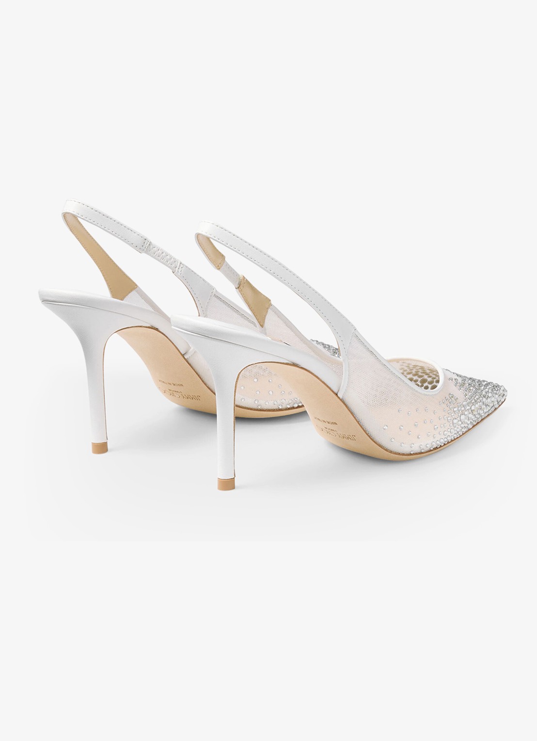 Jimmy Choo Love 85 slingback van lamsleer met strass - achterkant 5 wit