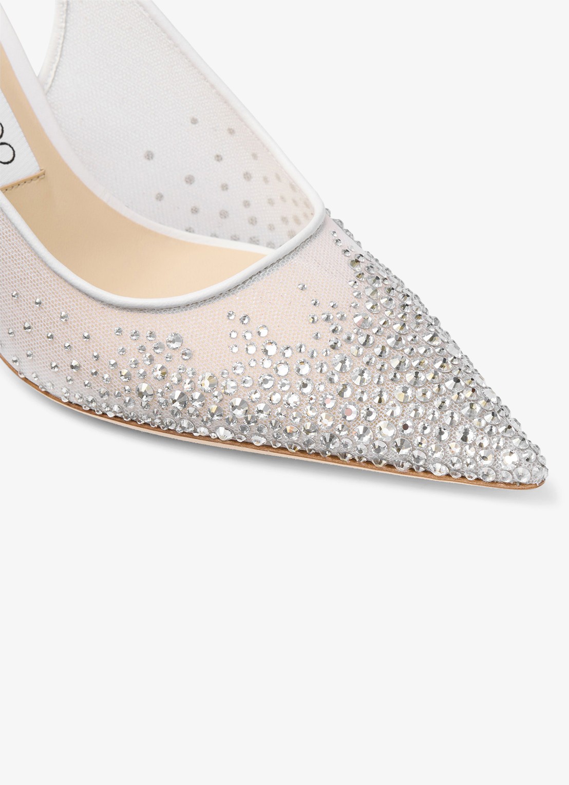Jimmy Choo Love 85 slingback van lamsleer met strass - detail 2 wit