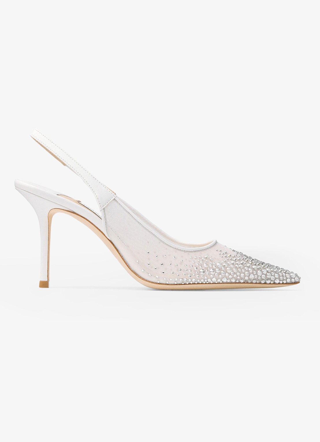 Jimmy Choo Love 85 slingback van lamsleer met strass - voorkant 3 wit