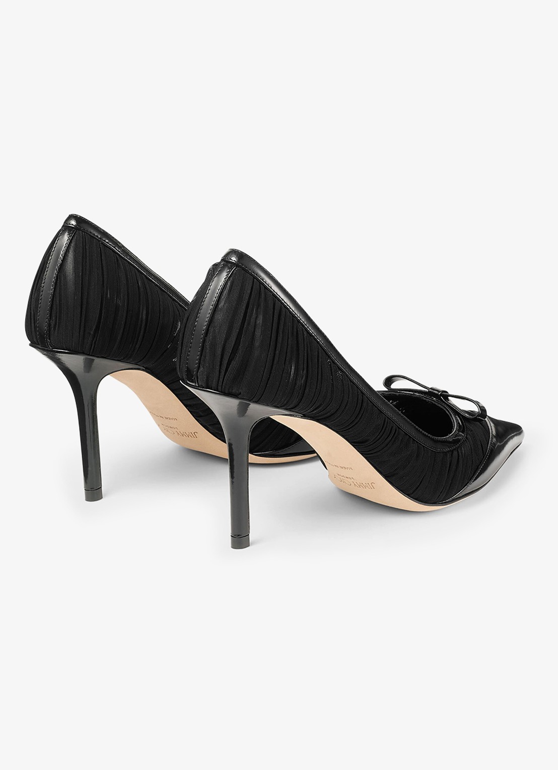 Jimmy Choo Love/Mesh 85 pump van lamsleer met mesh details - achterkant 5 zwart