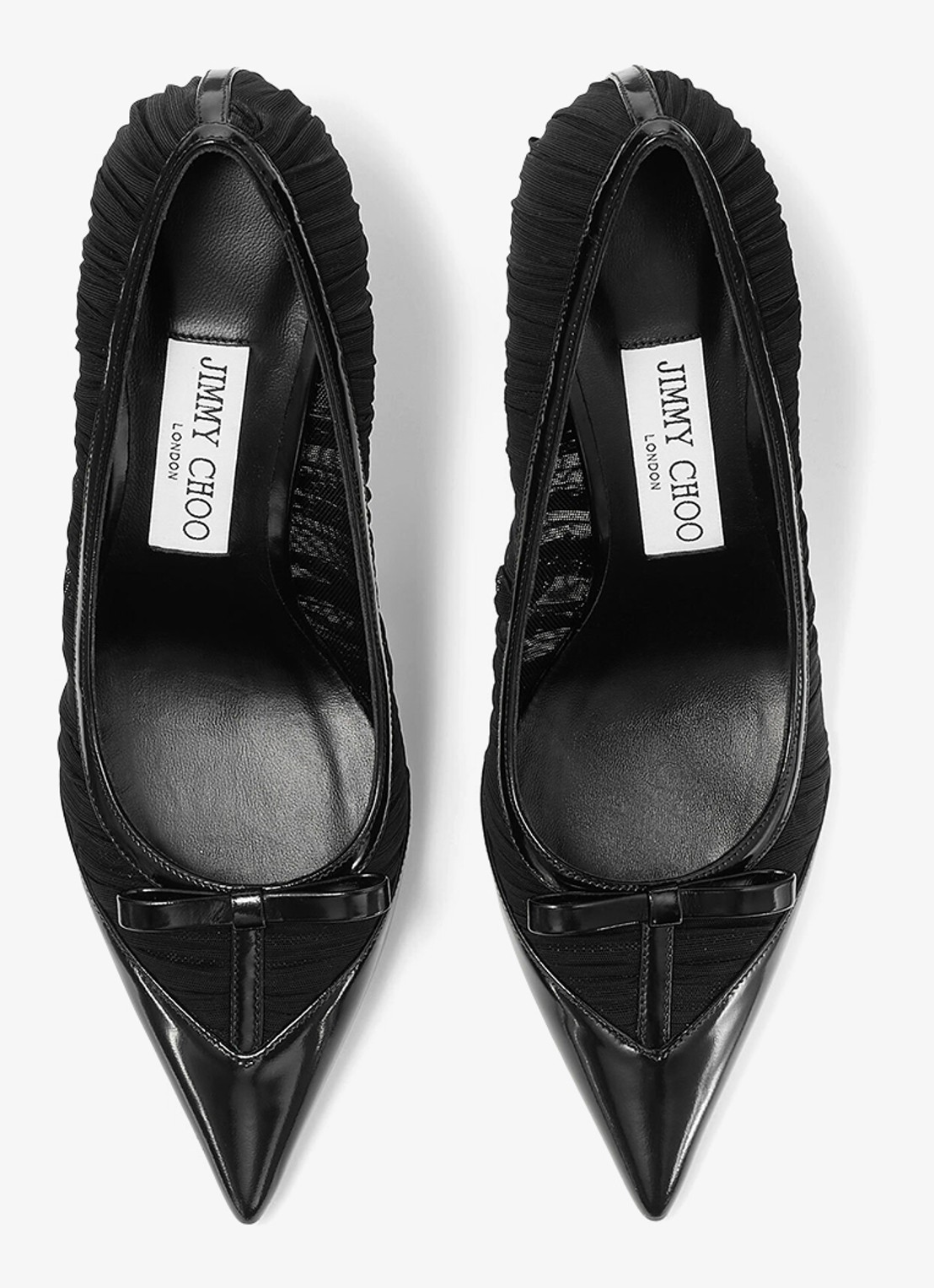 Jimmy Choo Love/Mesh 85 pump van lamsleer met mesh details - detail zwart