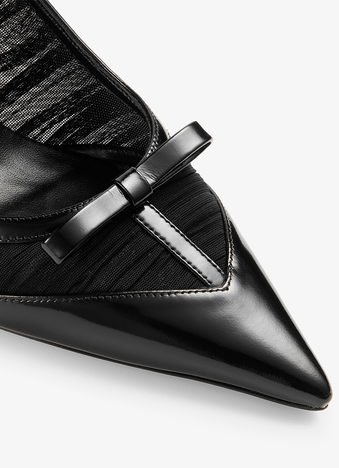 Jimmy Choo Love/Mesh 85 pump van lamsleer met mesh details - detail 2 zwart