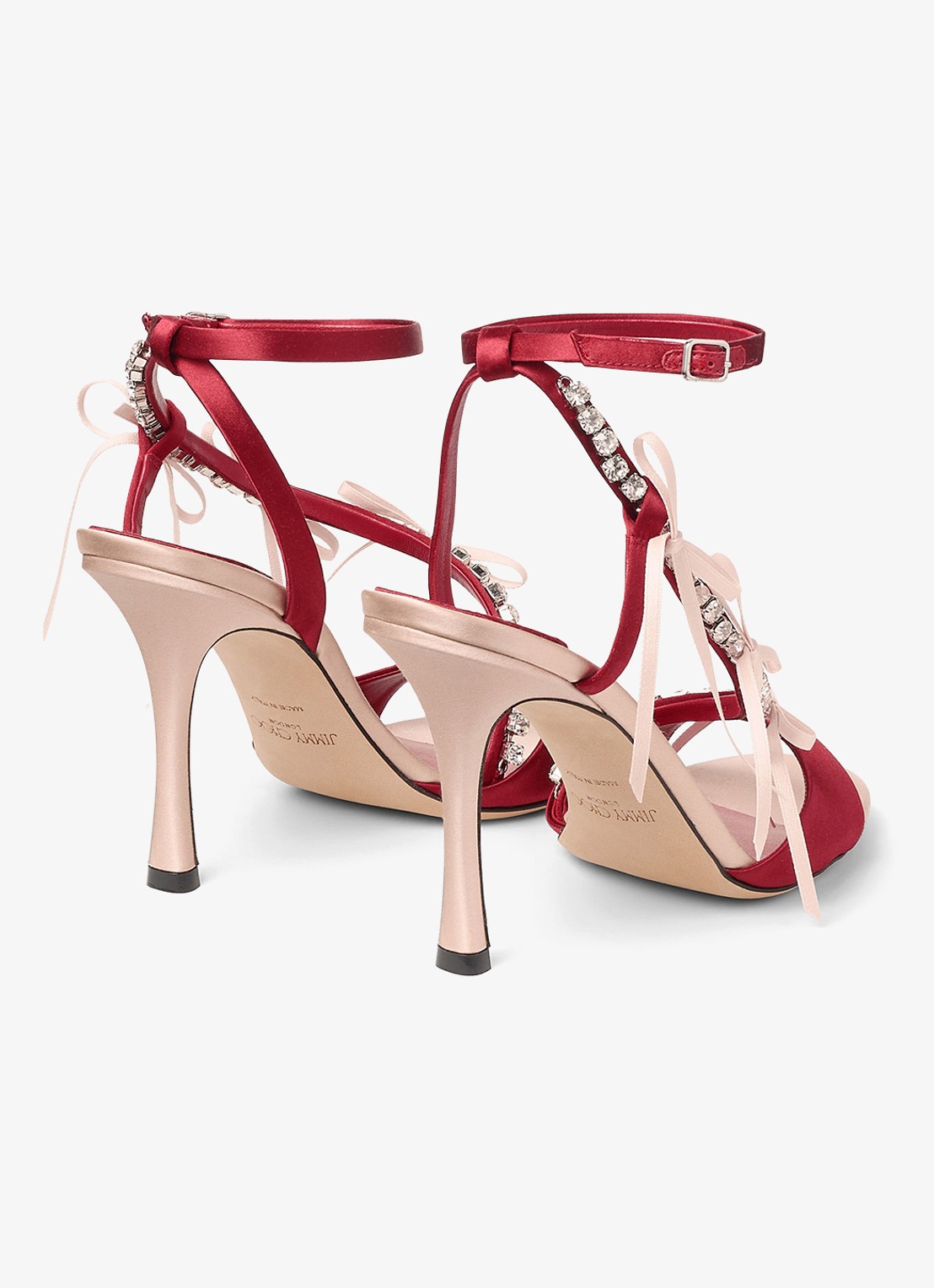 Jimmy Choo Lula 100 sandalette van satijn - achterkant 5 rood