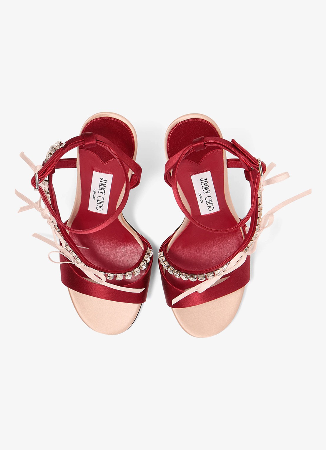 Jimmy Choo Lula 100 sandalette van satijn - detail 3 rood