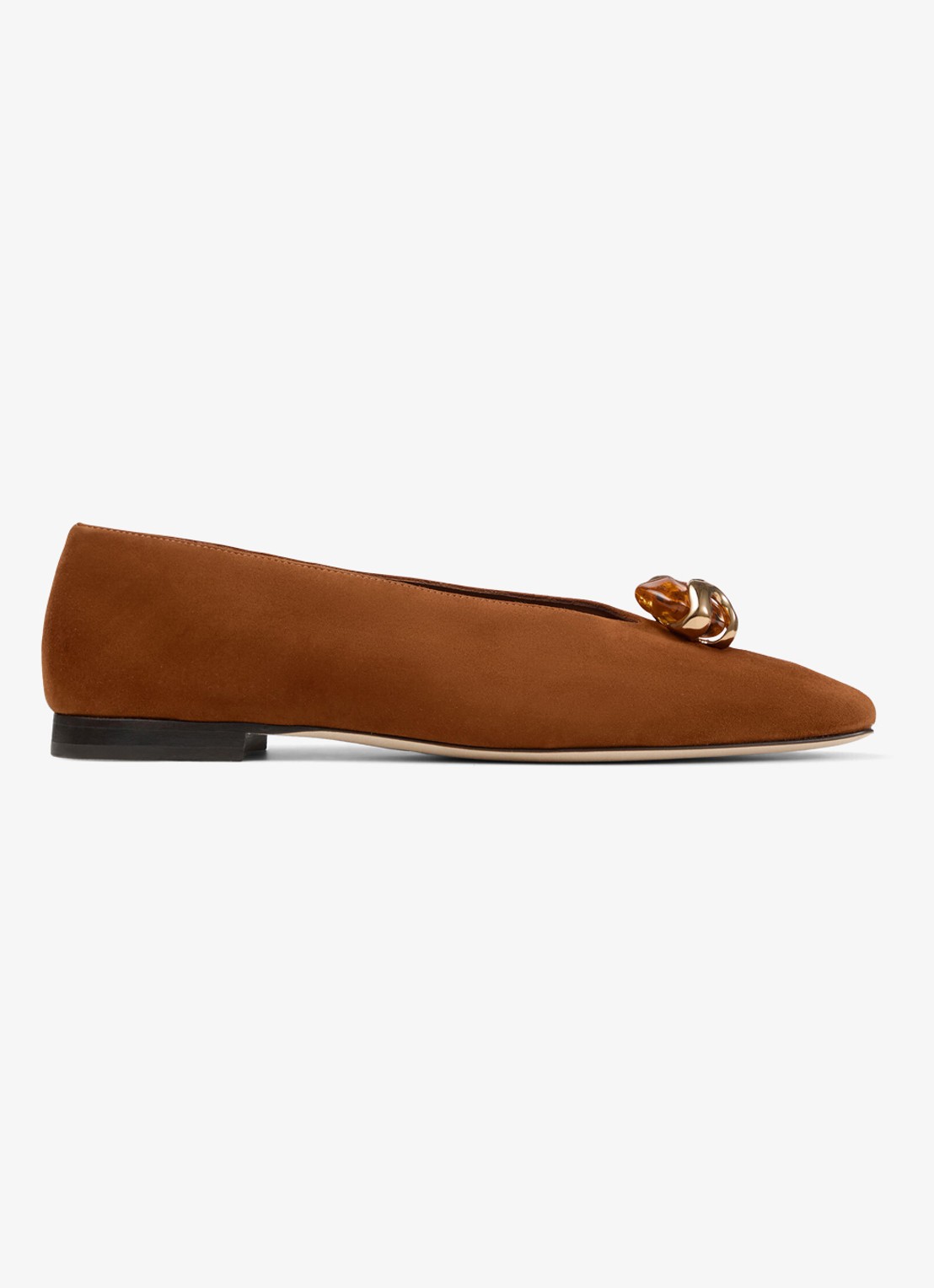 Jimmy Choo Margot ballerina van geitensuède - voorkant bruin
