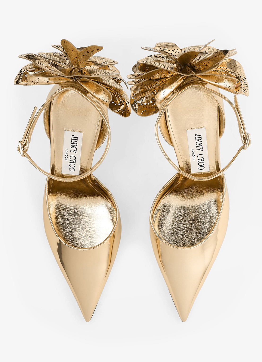 Jimmy Choo Marja 100 sandalette van kalfsleer met metallic finish - detail 3 goud
