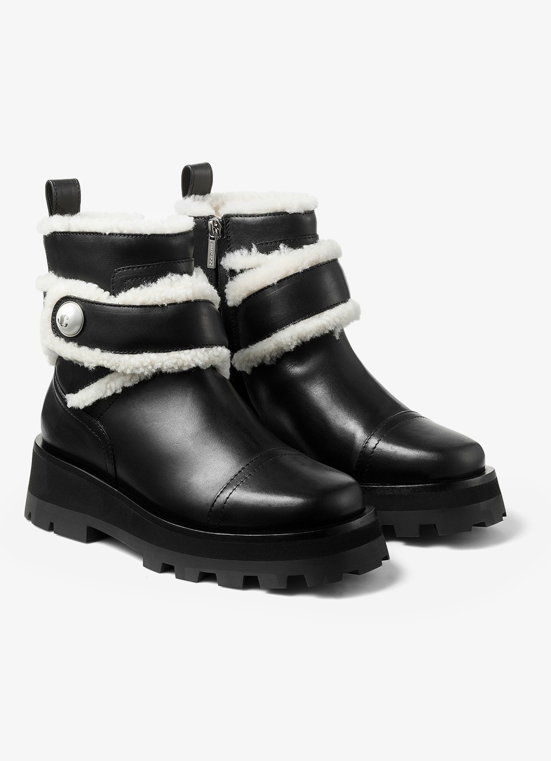Jimmy Choo Meena enkellaarsje van leer - voorkant 4 zwart