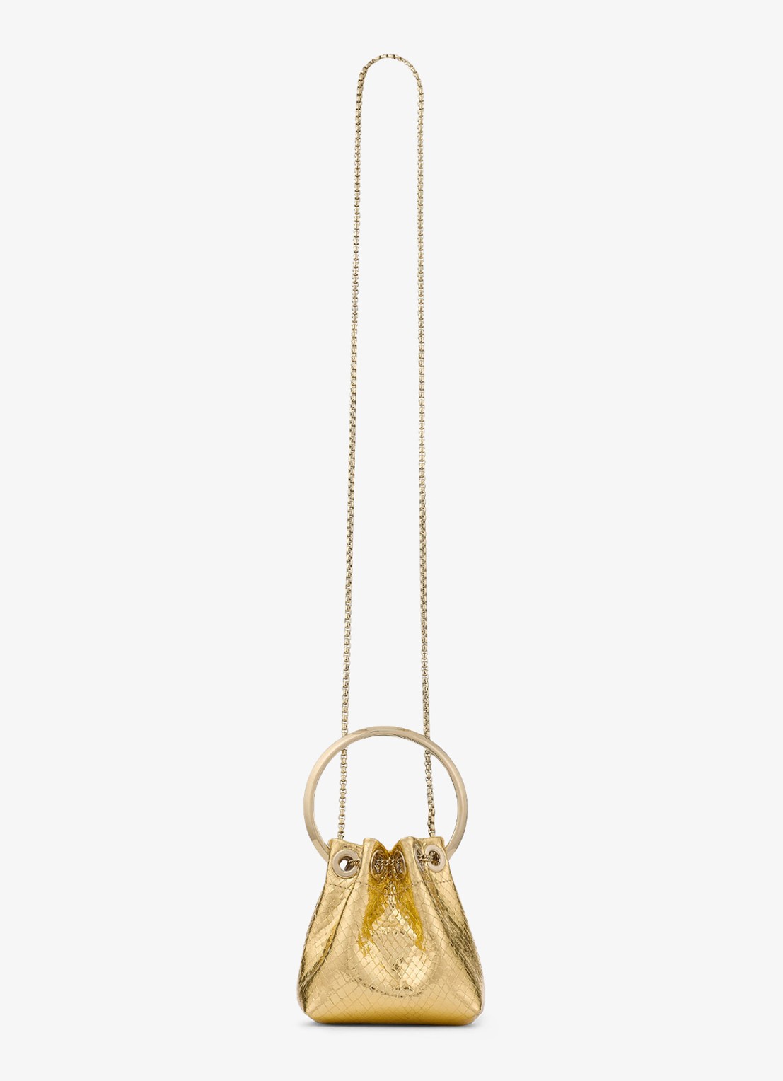 Jimmy Choo Micro Bon Bon handtas van leer met metallic finish - detail 3 goud