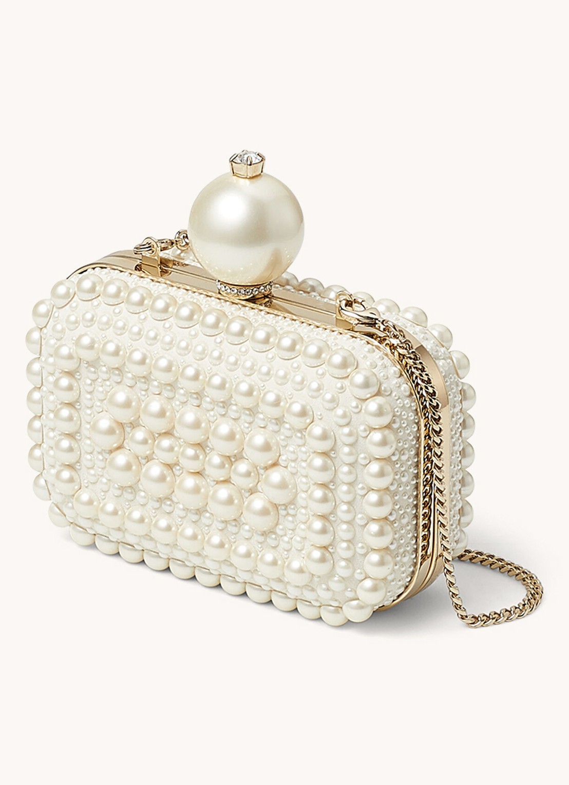 Jimmy Choo Micro Cloud clutch van geitenleer - detail 4 gebroken wit