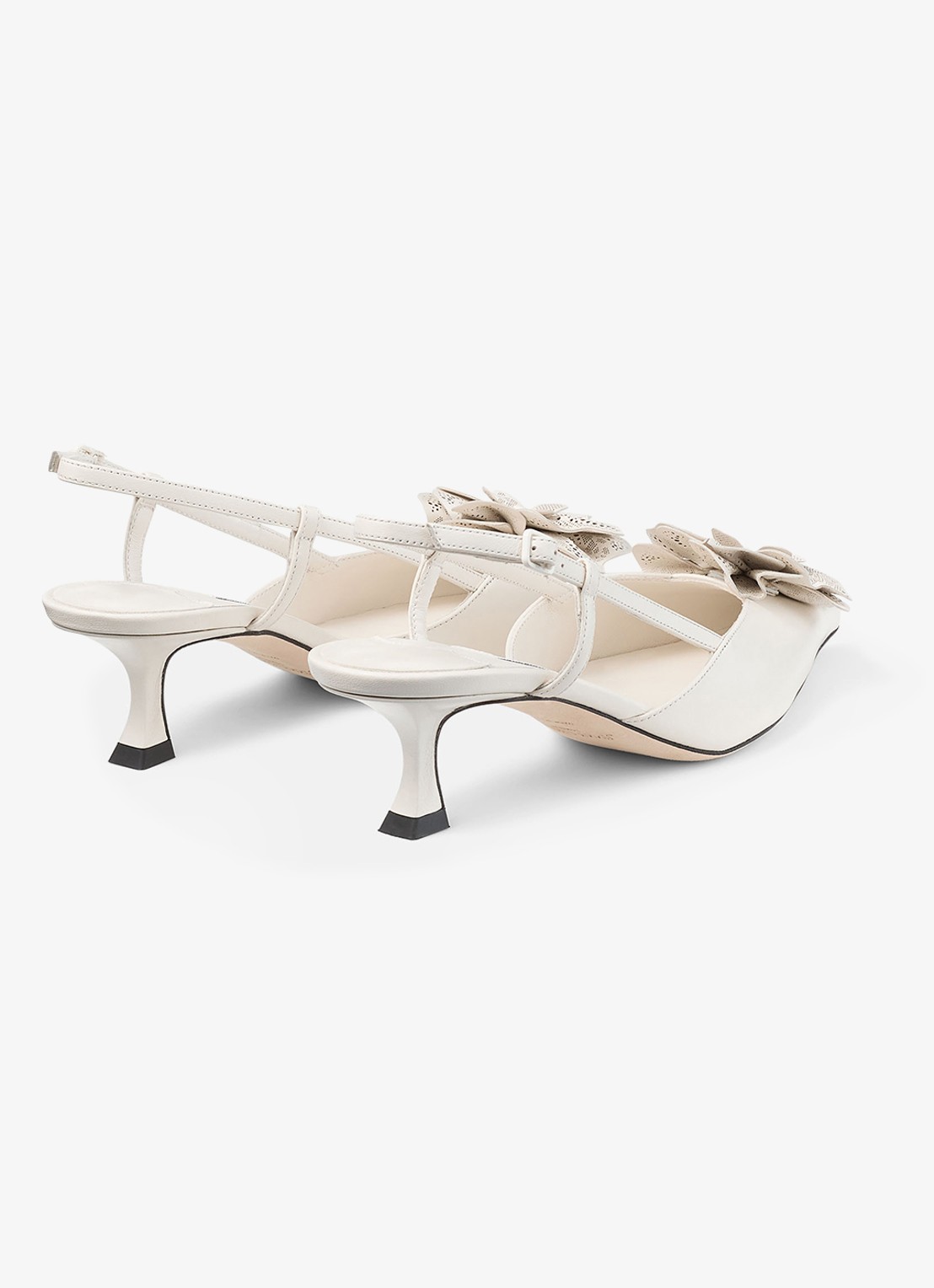 Jimmy Choo Mimmi 50 slingback van lamsleer - achterkant 3 gebroken wit
