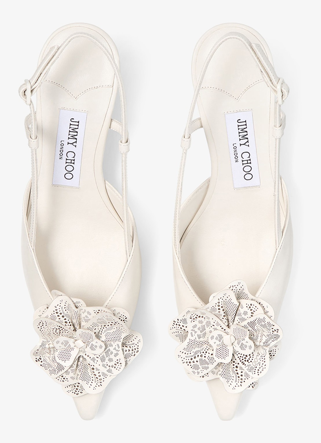 Jimmy Choo Mimmi 50 slingback van lamsleer - detail 4 gebroken wit