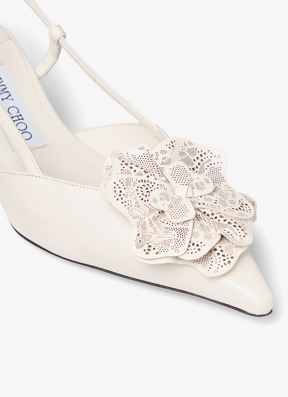 Jimmy Choo Mimmi 50 slingback van lamsleer - detail 5 gebroken wit
