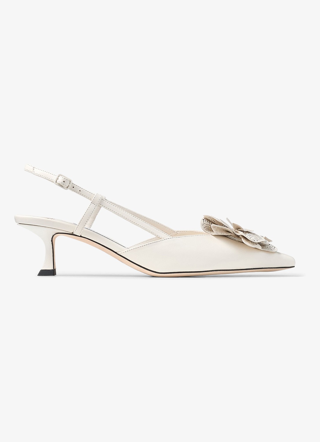 Jimmy Choo Mimmi 50 slingback van lamsleer - voorkant gebroken wit