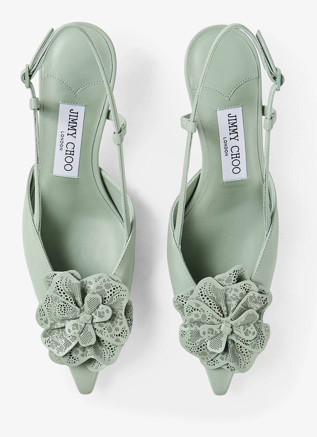 Jimmy Choo Mimmi 50 slingback van lamsleer - detail groen