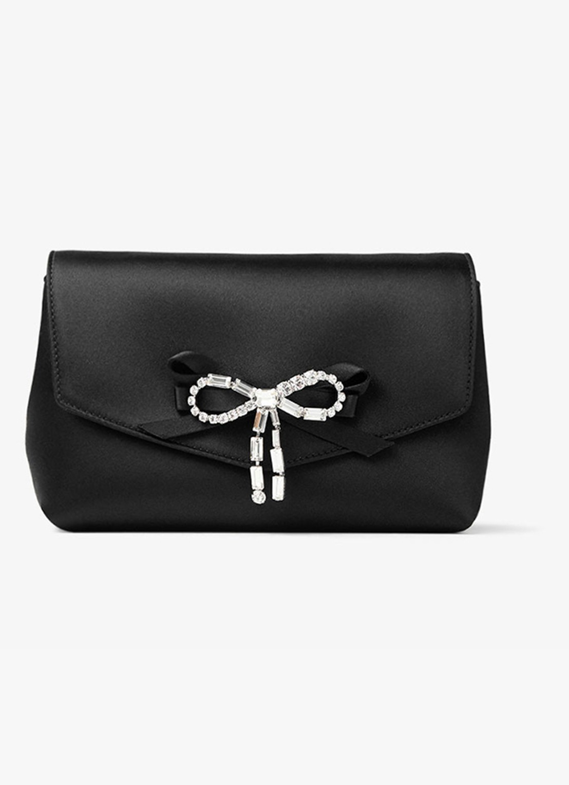 Jimmy Choo Mini Soft Bow crossbodytas van satijn - voorkant 2 zwart