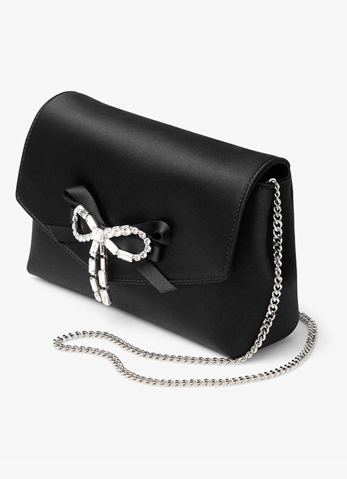 Jimmy Choo Mini Soft Bow crossbodytas van satijn - voorkant 3 zwart