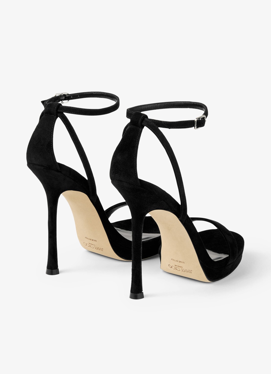 Jimmy Choo Moza/Pf 120 sandalette van geitensuède - achterkant 5 zwart