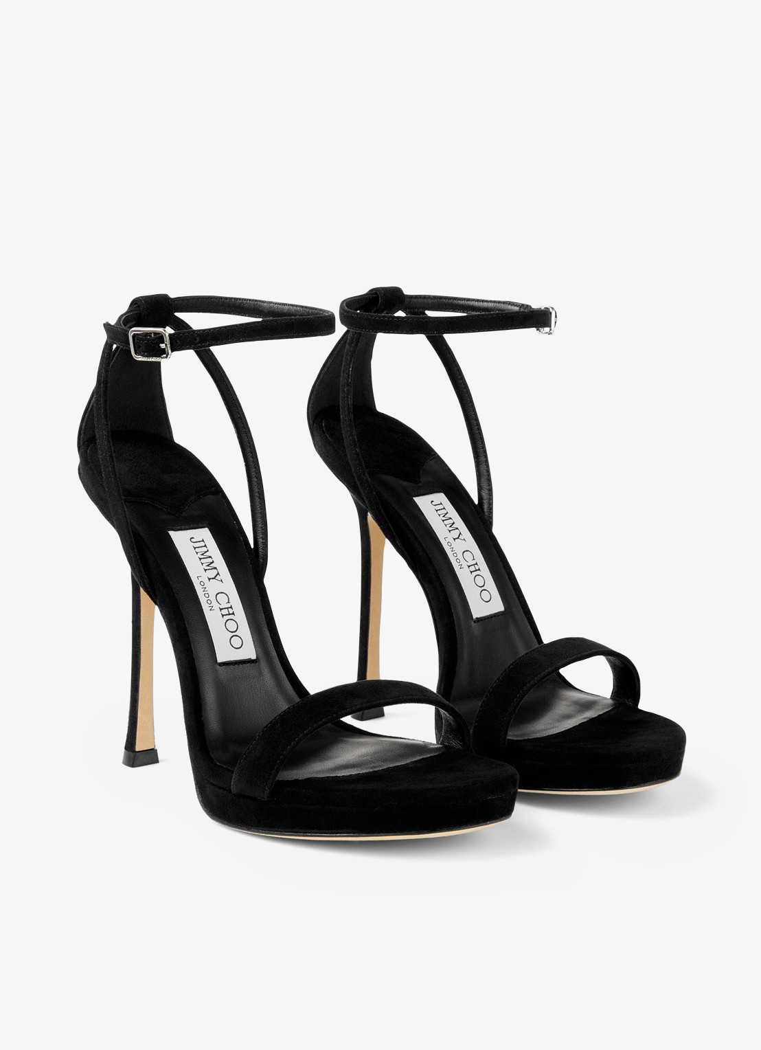 Jimmy Choo Moza/Pf 120 sandalette van geitensuède - voorkant 4 zwart