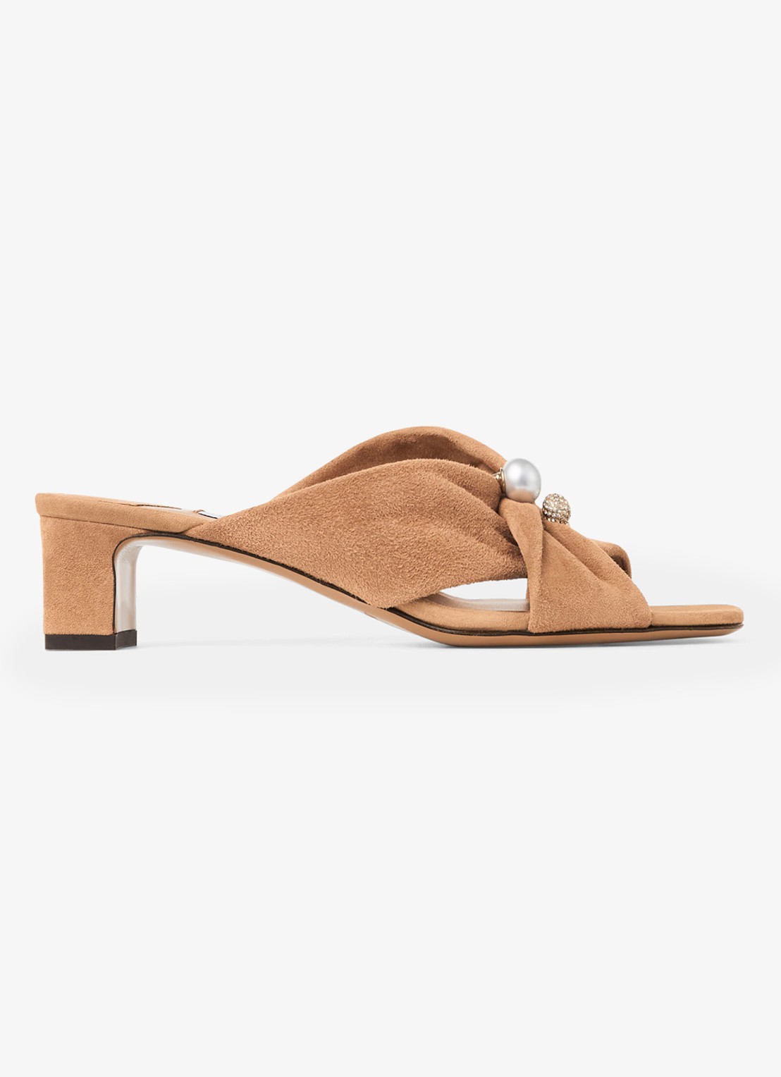 Jimmy Choo Rafi 45 muiltje van geitensuède - voorkant lichtbruin