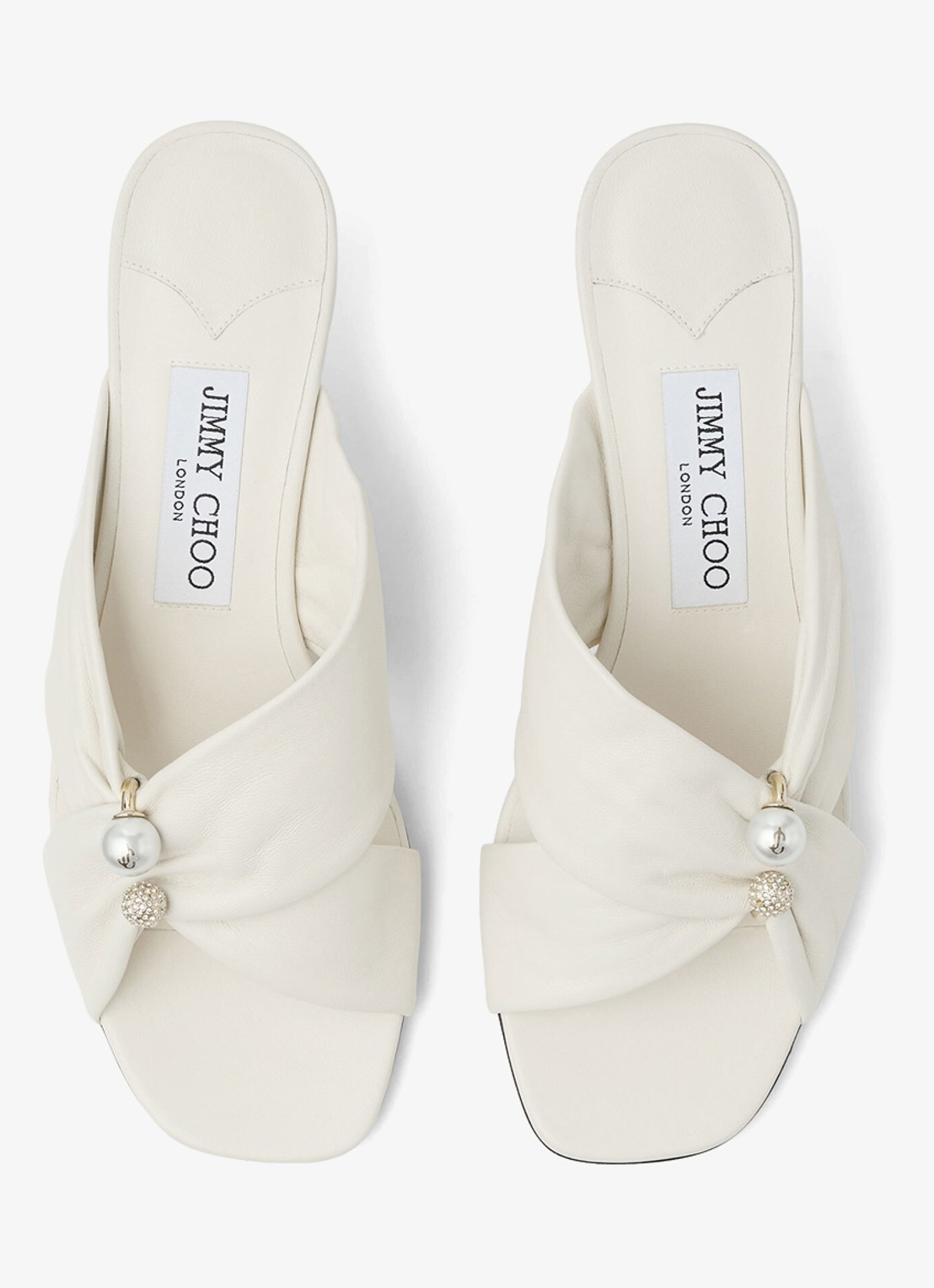 Jimmy Choo Rafi 45 muiltje van lamsleer - detail 2 gebroken wit