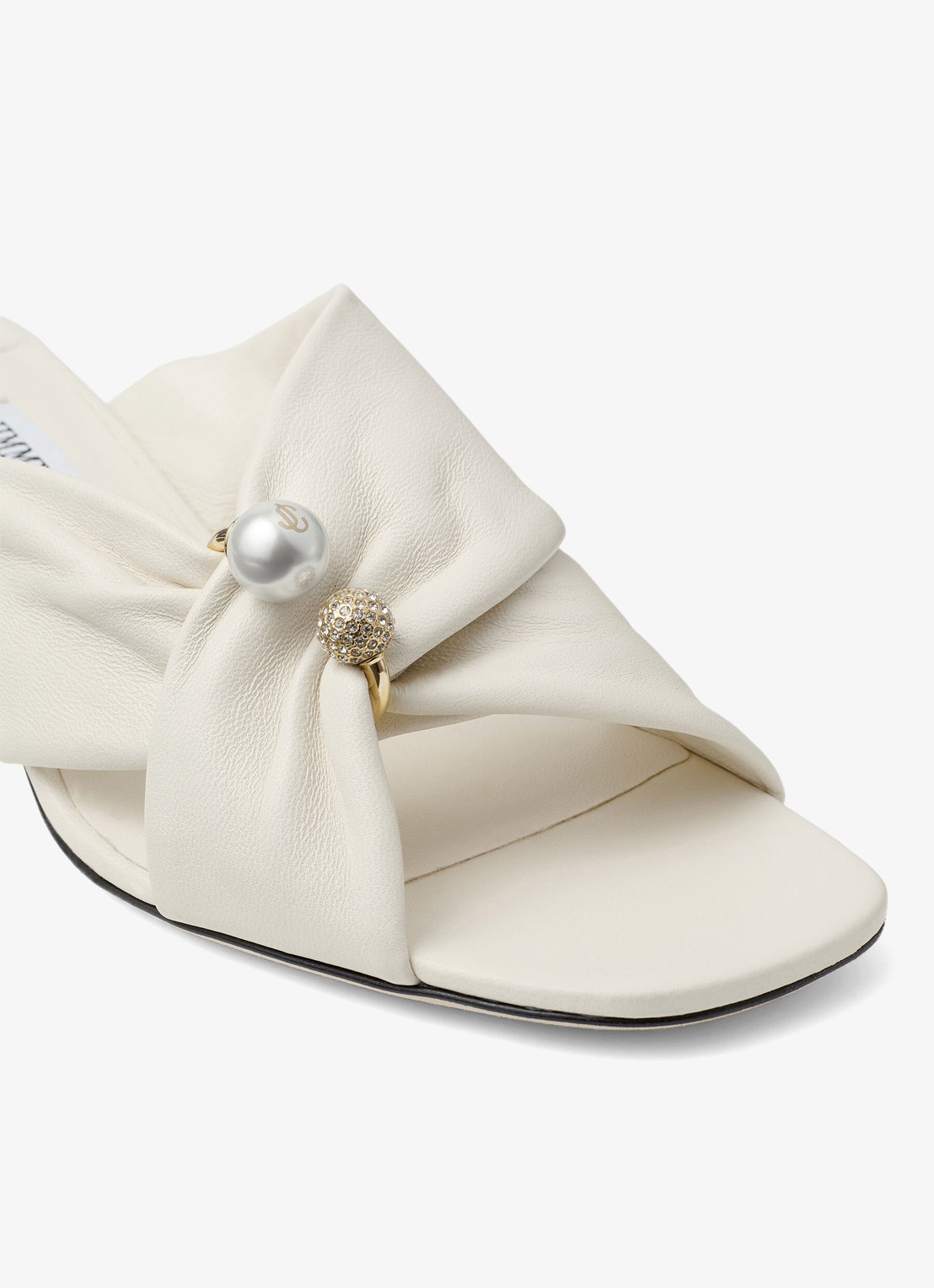 Jimmy Choo Rafi 45 muiltje van lamsleer - detail 3 gebroken wit