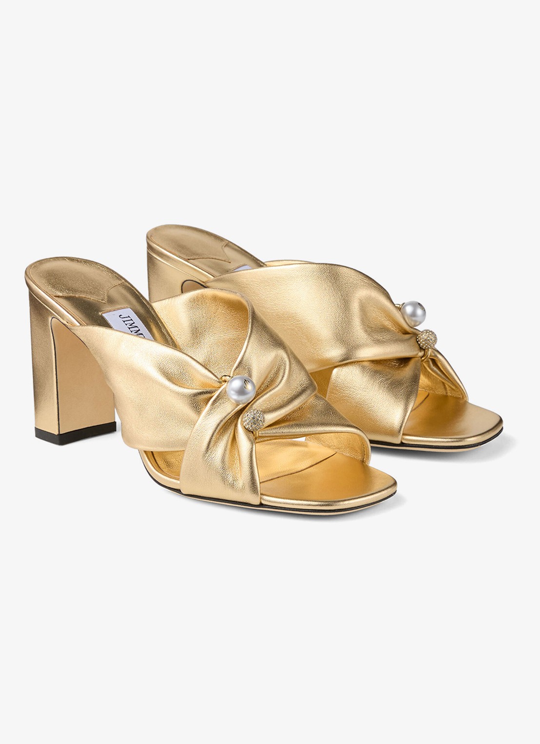 Jimmy Choo Rafi 85 muiltje van lamsleer met metallic finish - detail 4 goud