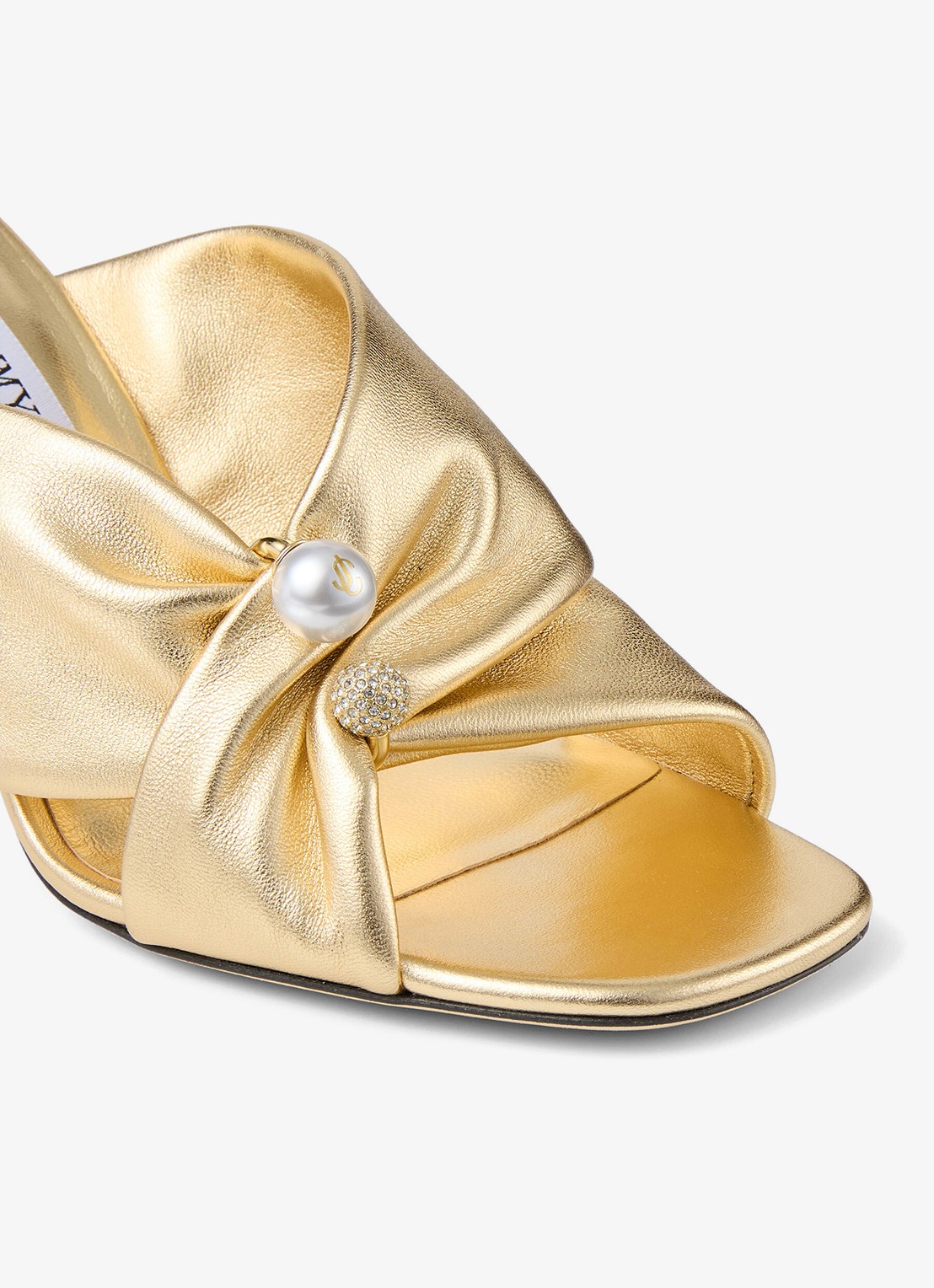 Jimmy Choo Rafi 85 muiltje van lamsleer met metallic finish - detail 6 goud