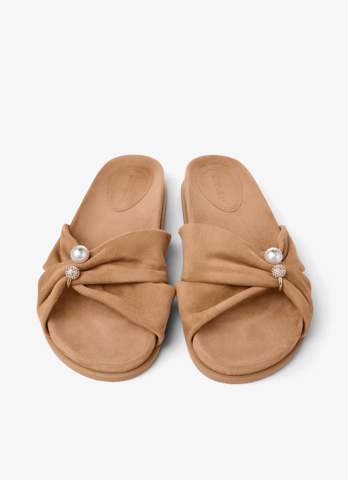 Jimmy Choo Rafi slipper van geitensuède - detail 5 lichtbruin