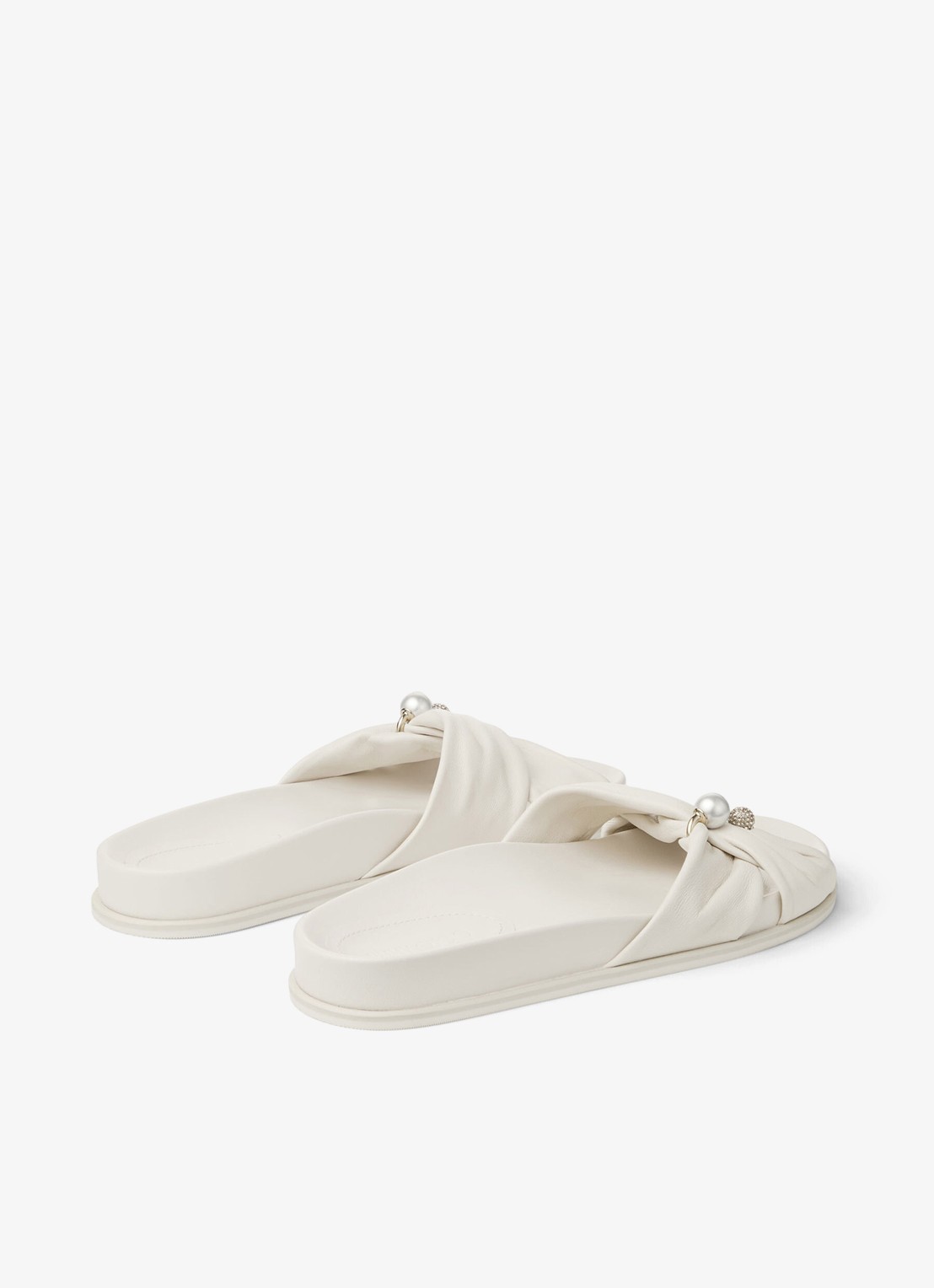 Jimmy Choo Rafi slipper van lamsleer - achterkant gebroken wit