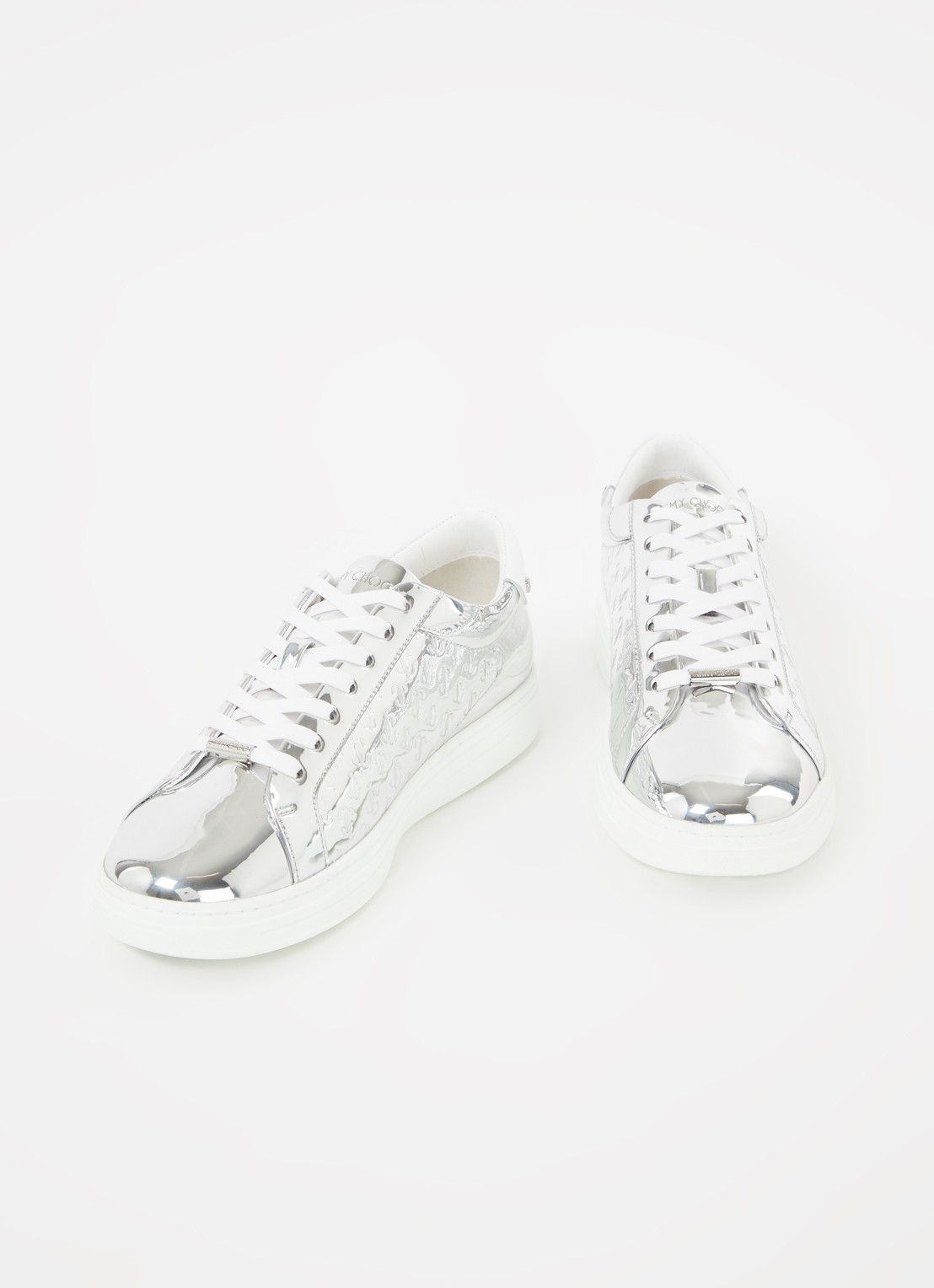 Jimmy Choo Rome sneaker van leer met metallic finish - detail 3 zilver