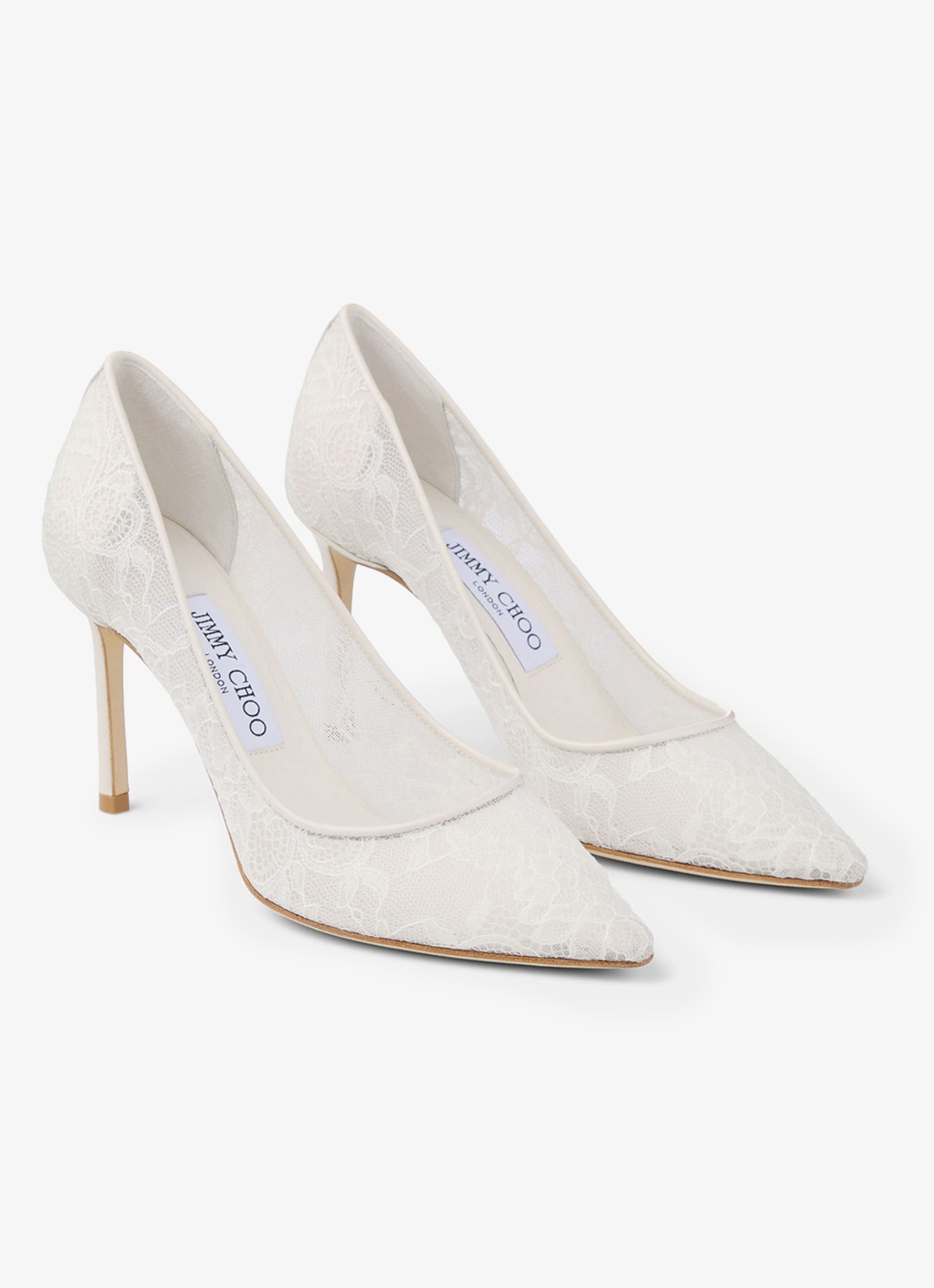 Jimmy Choo Romy 85 pump van kant - voorkant 2 ivoor